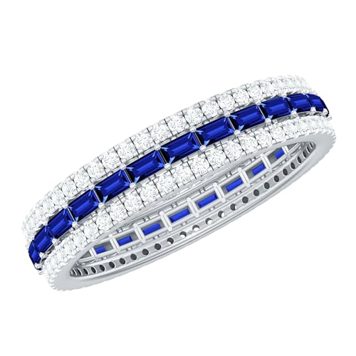 Certified Lab Grown Blue Sapphire Eternity Ring, AAAA Quality, Blue Sapphire Diamond Wedding Band - Ready To Gift
