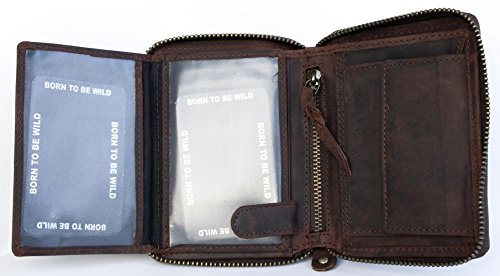 Natural Zip-around Genuine Leather Wallet Born to Be Wild with Shark3