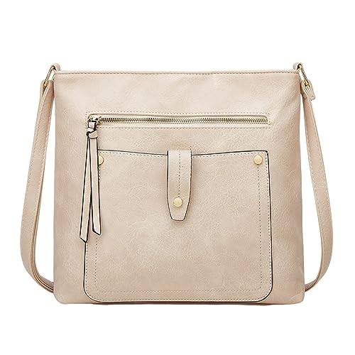 Sac en cuir souple rétro beige pour femme : le grand sac carré à bandoulière idéal au quotidien