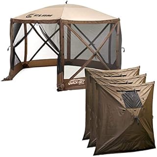 Clam Quick-Set Escape 11.5' x 11.5' Portable Pop-Up Camping Outdoor Gazebo Screen Tent Canopy Shelter & Carry Bag with 3 Wind & Sun Panels Accessory