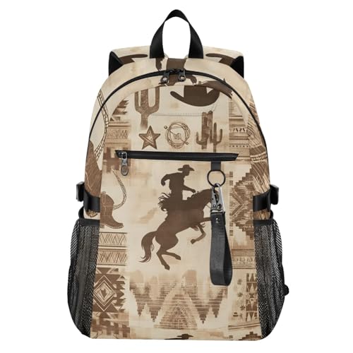 Sac à dos pour ordinateur portable 14 pouces style cowboy occidental Mnsruu