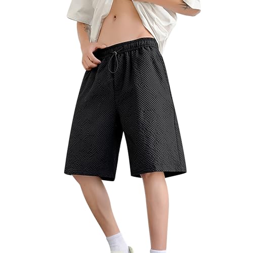 Short de sport homme uni à coupe droite et taille élastique