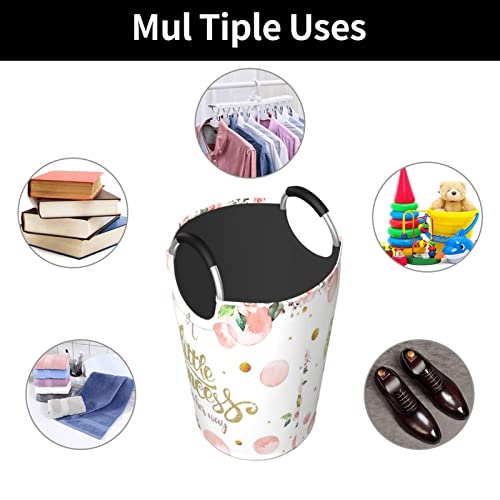 Yisumei Laundry Basket Clothes Hamper Collapsible Durable Dirty Clothes Storage Laundry Organizer Gold Crown Blush Pink Floral Little Princess Baby Girl #TOP7