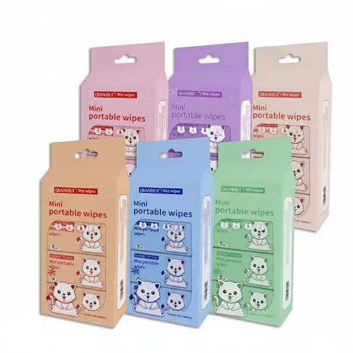 MommysDotCom Mini Baby Wipes Disposable Portable Pocket Travel Friendly for Household Kids Skin Hand Face Sanitizing/Cleaning/Moisturizing 64 Wipes (8 pack X 8 Pc)