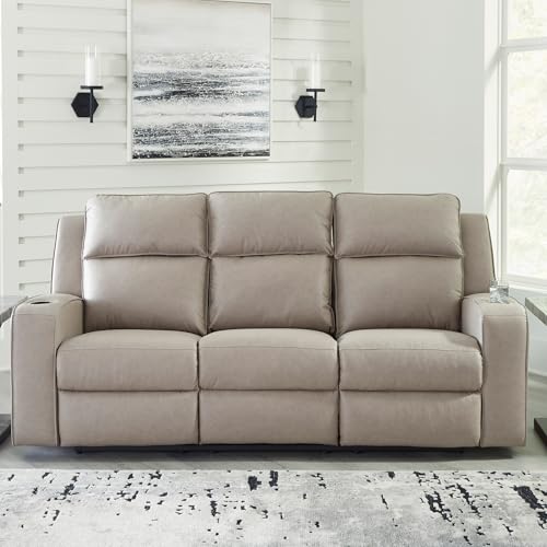 Contemporary Faux Leather Reclining Sofa with USB Ports - Image 3
