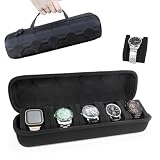 CaiYuanGJ Custodia Rigida Da Viaggio per Orologi Con 5 Scomparti, Astuccio Portatile Con Maniglia e Cerniera, Morbido Cuscino Antiumido, per Uomini e Donne (Nero)