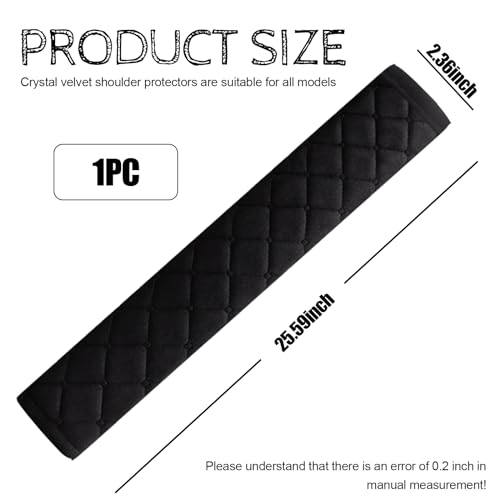 GKmow 1 PC Car Seat Belts, 25.5In Crystal Velvet Anti-Abrasion Protective Cover, Four-Season Protective Pad for Shoulder Neck Chest, Universal Interior Decorative Accessories for Most Cars (Black) - Thumbnail 2