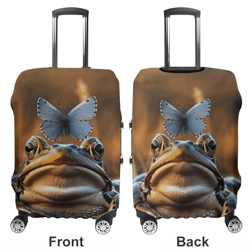 Travel Luggage Cover Elastic Suitcase Protector Anti-Scratch Washable Frogs And Butterflies Luggage Sleeve Tsa Approved Carry on Covers Baggage Cover Fits 18-32 Inch Luggages3