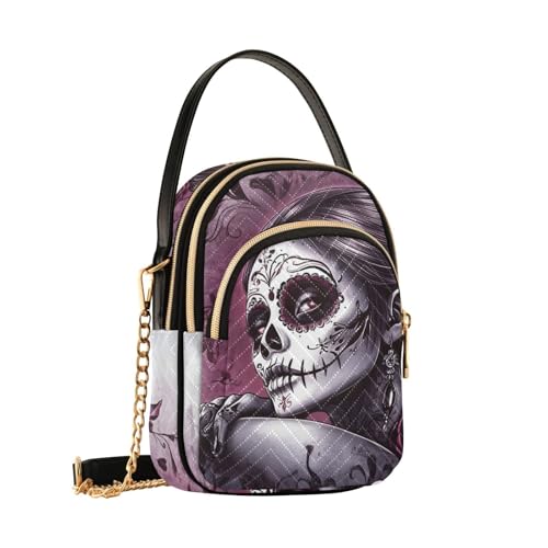 Gothic Sugar Skull Quilted Crossbody Bags for Women – Fashion Design, Vegan Leather - Small Shoulder Handbags for Shopping, Travel, Daily Use2
