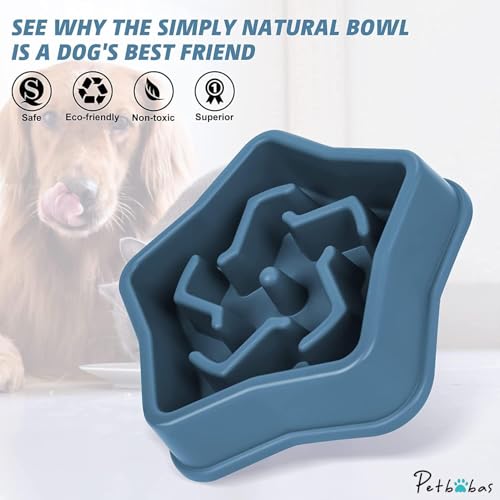 Image of Durable Slow Feeder Bowl for Dogs and Cats| Anti-Choke Non-Slip Pet Feeding Base and Easy to Clean| Dish Promotes Healthy Eating| Reduces Bloating and Digestive Issues (Blue)