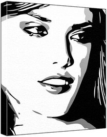 Alessandra Ambrosio (100% Original Painting. Not A Print ) Acrylic Paint On Deep Framed Canvas (60 x 50 x 1.8 cm) 3-Colour Black/Grey/White-image-17