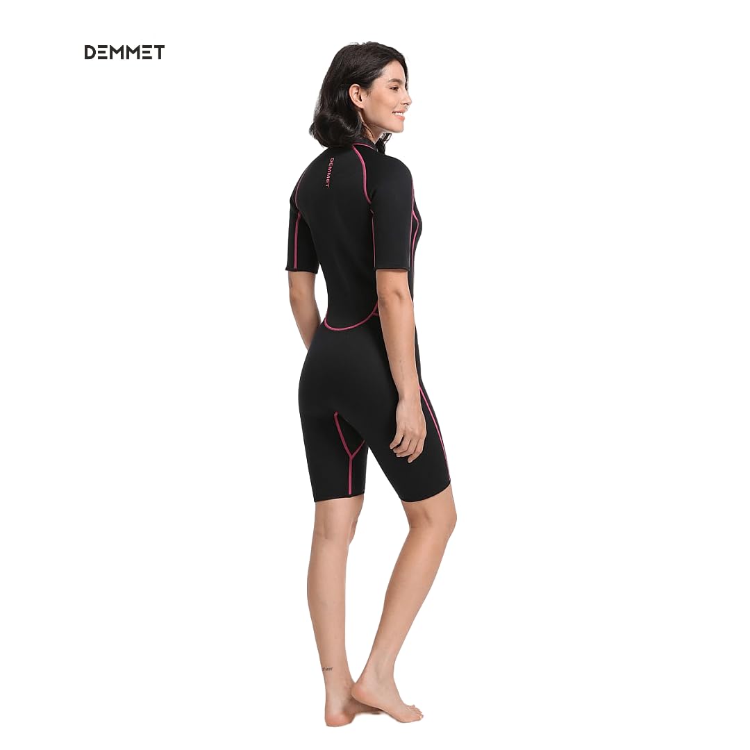 New Neoprene Wetsuit Women 1.5/3MM Keep Warm Swimming Diving Suit Bathing Suit Short Sleeve Triathlon Diver Surf Snorkeling (3MM Women Pink, Large)