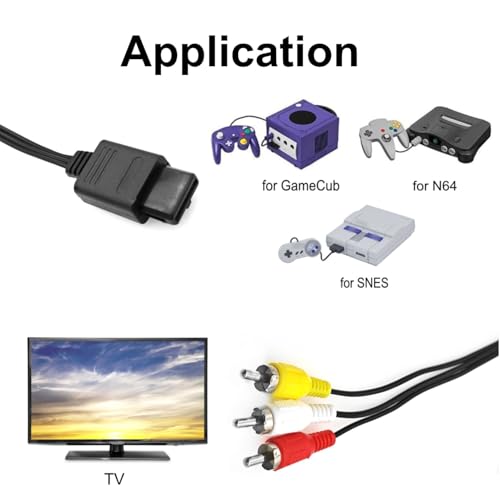 JZK 1,75 m Composite-TV-Displaykabel, AV-Kabel, Stereo-Audio-Video-RCA-Kabel für Gamecube/NGC/64/N64/SNES