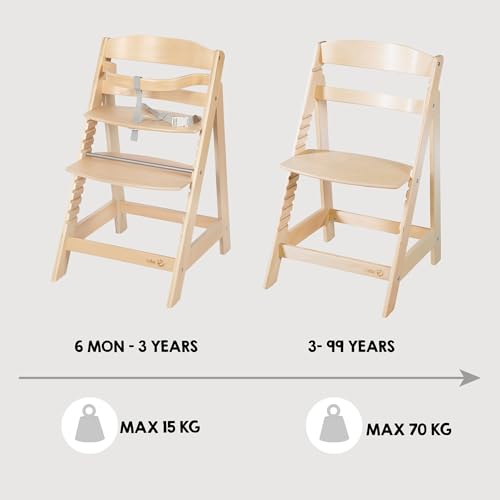 roba Treppenhochstuhl Sit Up III - Mitwachsender Baby Hochstuhl - ab 6 Monaten - Kinderhochstuhl aus Holz natur - Stuhl bis 50 kg belastbar… – Ansicht 5