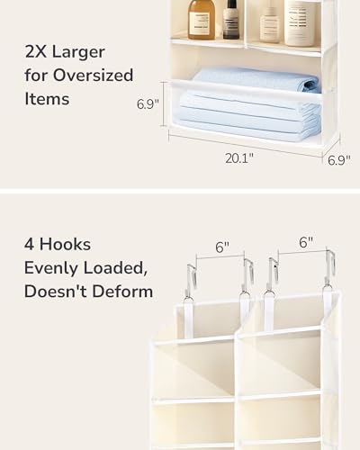 Image of ULG Over the Door Organizer, 5-Tier Extra Large Hanging Storage with 10 Mesh Pockets, 100 lbs Capacity, Heavy Duty Door Organizer for Closet, Bedroom, Nursery Storage, Beige