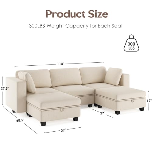 AYEASY U Shaped Modular Sectional Sofa, Comfy Convertible Sectional Couch - image 5