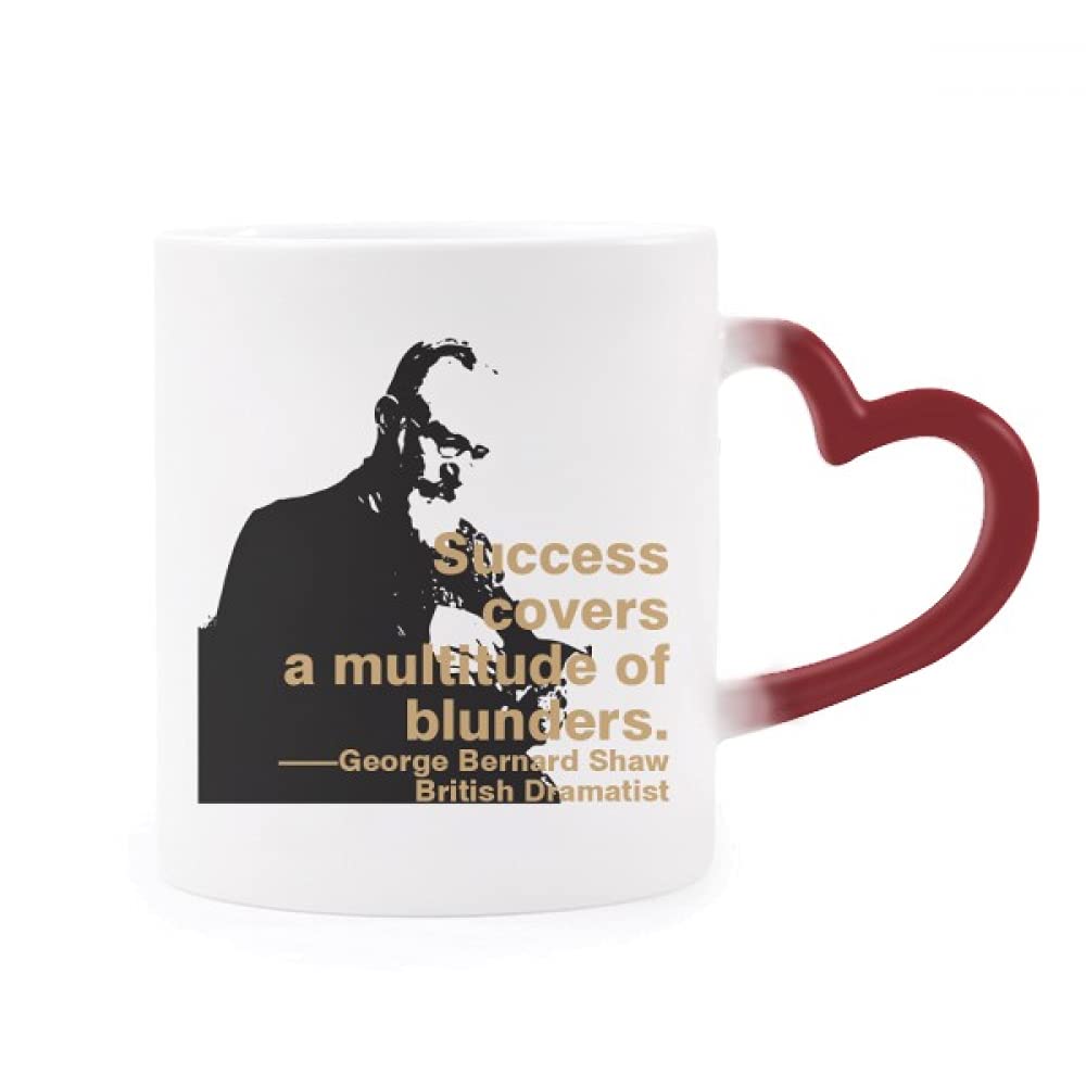 Writer Bernard Shaw Success Failure Heat Sensitive Mug Red Color Changing Stoneware Cup