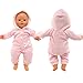 Miunana Baby Doll Clothes 14 to 16 Inch Doll Pink Jumpsuit Hooded Outfits with Cap Handmade Rompers Clothing Set