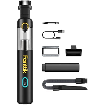 Fanttik Slim V8 Mate Cordless Car Vacuum Suction Power 12000Pa, Portable Mini Vacuum with Flexible Hose and Pet Brush, Type-C Charge, Portable for Car, Office Desk, Keyboards, Black