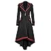 Produktbild Lazzboy Kostüm Retro Renaissance Cosplay Damen Frauen Gothic Lange Jacke Schwalbenschwanz Mantel Vintage Mittelalter Outfits Kleid Trompetenärmel Party Bodenlang (Schwarz,L)
