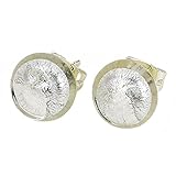 GlassOfVenice Murano Glass Button Stud Earrings - Silver White