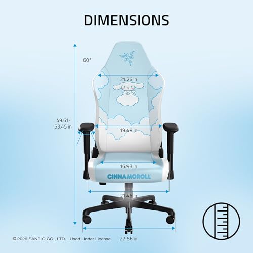 Image of Razer Iskur V2 X NewGen Ergonomic Gaming Chair - Built-in Lumbar Support, Cooltouch Gen-2 EPU Leather, Ultra-Wide Seat Base, Adjustable 152 Degree Recline, Foam Cushions - Cinnamoroll Edition