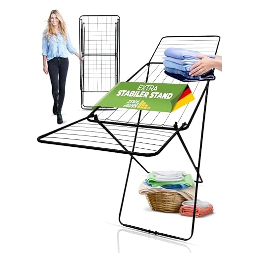 STAHLMANN ® Clothes Airer Black 18 m Drying Surface - Space Saving Clothes Airer with Non-Slip Feet - Folding Wing Clothes Airer - Tumble Dryer