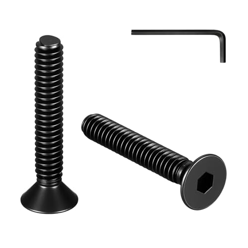 ZOWZEA 50 Pcs #6-32 x 1 Flat Head Socket Cap Machine Screws,Grade 10.9 Alloy Steel Countersunk Bolts,Fully Threaded Allen Hex Drive, Black Oxide Finish