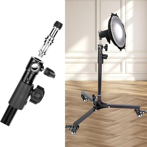 Photography Light Stand Base with Casters,Wheeled Floor Light Stand, Foldable Low-Angle/Tabletop Shooting Base Stand for Studio Monolight,Reflector,Diffuser...