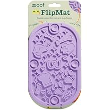 WOOF FlipMat Mini- Easy-to-Clean Lick Mat for Small Dogs & Travel - Slow Feeder Mat with Double-Sided-Non-Slip Design - BPA-Free Silicone - Lick Mat - Interactive Dog Toys - Lavender