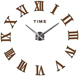  Horloge Murale 3D gros miroir acrylique horloge murale bricolage quartz montre nature morte horloges de vie moderne maison décoration salon autocollants Pendule Murale ( Color : Chocolate , Size : 27i