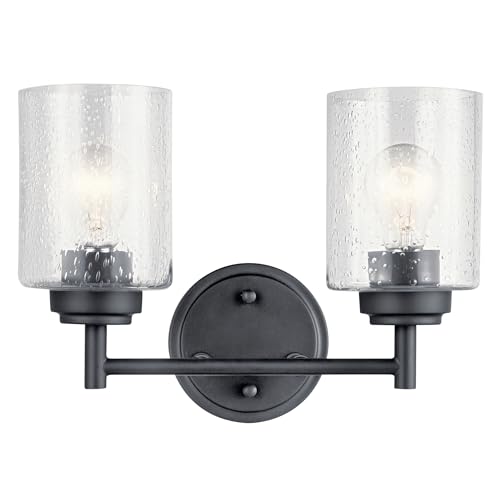 Kichler Winslow 2-Light Farmhouse Vanity Light, Black by Kichler - Used condition - US$45.40