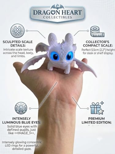 White Dragon Keychain Toy with LED Light & Moving Wings, White Fury Glowing Dragon Keychain | Mini Fantasy Figure Creature Charm for Car Dashboard, Bike Keys, Backpack Bag Accessory & Kids Gift - Image 6
