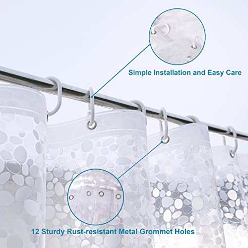 Image of NTBAY EVA Semi-Transparent Clear Shower Curtain with Pebbles, Water-Repellent Liner with 3 Magnets for Bathroom, 72x72 Inches