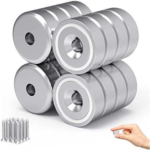 THCMagorilla Neodymium Round Base Cup Magnets 20 lbs Pulling Force 0.79"(20mm) Pack of 16 with Countersunk Hole,Mounting Screws,Strong,Industrial Strength Rare Earth Magnets for Home,Kitchen,Work Cover