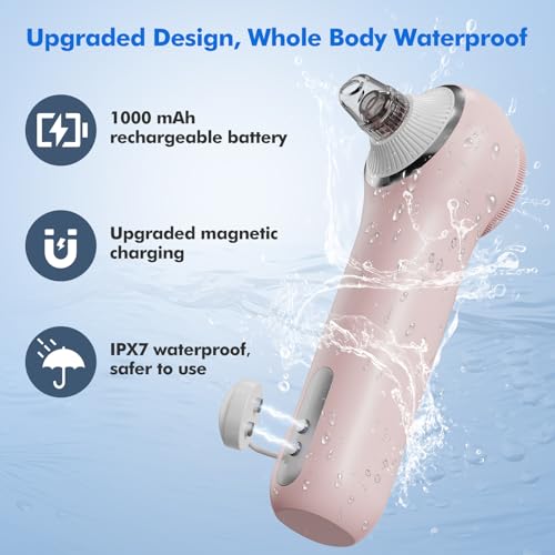 Lrbsule Limpiador Facial Electrico 2 en 1, Succionador de Puntos Negros, 5 Modos de Vibración, 3 Niveles de Succión, IPX7 Quita Puntos Negros Nariz, Cepillo Limpiador Facial - imagen 6