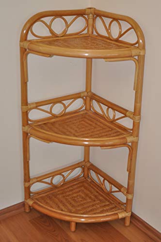 Rattanregal, Rattan Eckregal mit 3 Böden, Gr. 36 x 36 cm H 90 cm, Fb....