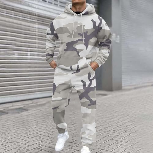 Mens Sweatsuit Camo Tracksuit Camouflage Long Sleeve Hoodies and Sweatpant Set with Pocket 2 Piece Outfits3