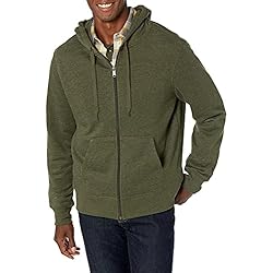 Amazon Ropa Laboral Amazon Essentials Sudadera de Forro Polar con Capucha y Cierre de Cremallera Completo (Disponible en Tallas Grandes y Largos Especiales) Hombre, Verde Oliva Mezcla, S