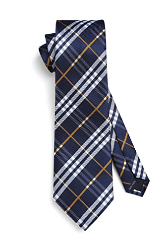 Image of HISDERN Mens Ties Plaid Tie and Pocket Square Set Classic Woven Formal Checkered Neckties & Handkerchief Wedding Party