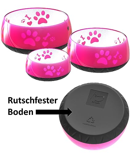 Hundenapf für Kleine und Große Hunde - Futternapf/Trinknapf S/M/L Rutschfest (M 1010ml für Mittlere Hunde, Pink)
