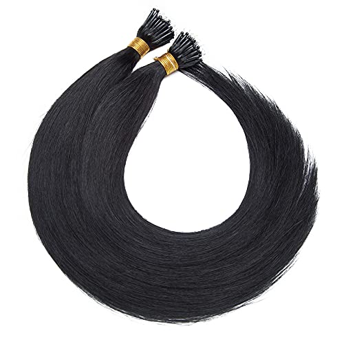 SEGO Nano Ring Hair Extensions Human Hair Balayage Nano Beads Pre-bonded Seamless Hairpieces Loop Hand Tied Nano Tip Remy Hair Highlight Hair for Women 1g/strand 50g/pack -22 Inch -1 Jet Black