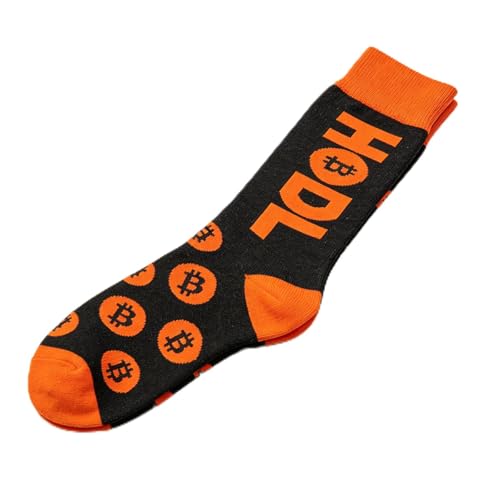 HumblePleb Mens Bitcoin Socks Crypto BTC Novelty Crew Socks Funny Cotton Sock for Men Cryptocurrency Gift Idea (HODL)