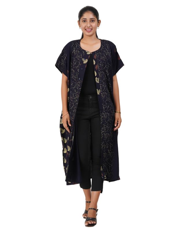Image of MENMAII Women's [L-4XL] Full Open /Front Buttoned [a Kind of Adaptive Clothing] Multipurpose Nighty for Maternity /Pregnancy /Elderly /Patient /Feeding /Hospital Purpose Nighty Calf Length