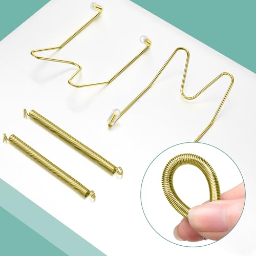 Image of Hotop 12 Pieces Plate Hangers for Wall Stainless Steel Wire Invisible Heavy Duty Plate Hangers Display Holders with 12 Pieces Hooks for Wall Decorative(8 /10 /12 Inch,Gold)