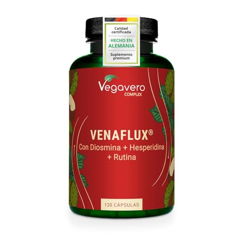 Vegavero Diosmina 3600 mg + Hesperidina 2400 mg | 120 Cápsulas | Para Almorranas + Varices | Castaño de Indias + Rusco + Rutina | Sin Aditivos y Vegano | Piernas cansadas - Circulación