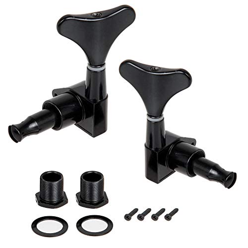 Jiayouy 2pcs Black Bass Tuning Pegs Machine Heads Replacement for Precision Bass/Jazz Bass Tuners 1R1L