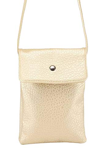 Jumojufol Unisexe PU Harper Bandoulière Sac Femmes Petit Téléphone Bourse De Portefeuille Or One Size