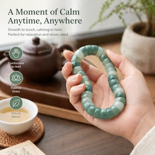 Image of Anxiety Relief Fidget Bracelet, Natural Bodhi Seed Healing Jewelry for Stress, Sensory Beaded Stretch Bracelet, Spiritual Protection Gifts for Women Men Adults