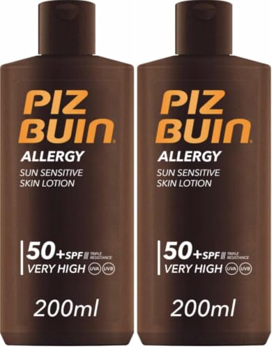 PIZ BUIN Allergy Protector Solar Corporal SPF 50+, Protección muy alta para pieles sensibles, Loción para el cuerpo, Protección UVA/UVB, Rápida absorción, 200 ml (Paquete de 2)